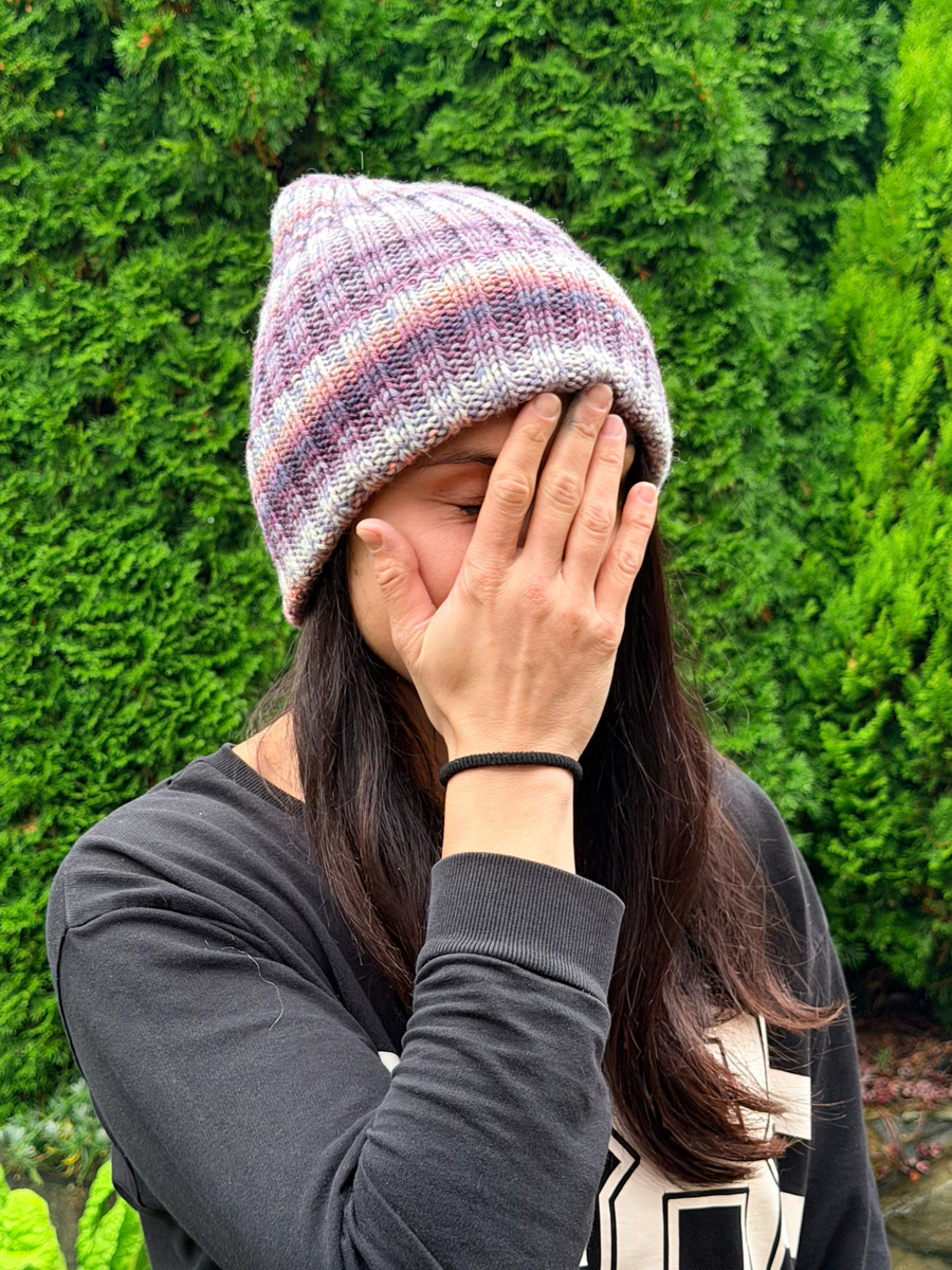 NELLI – czapka merino wywijana 15 Fioletowy Deszcz unisex zimowa