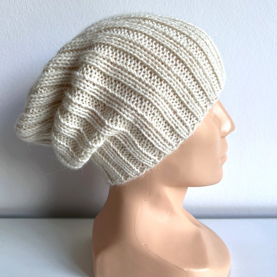 LAURIN – czapka z alpaki bez wywinięcia 100 ecru