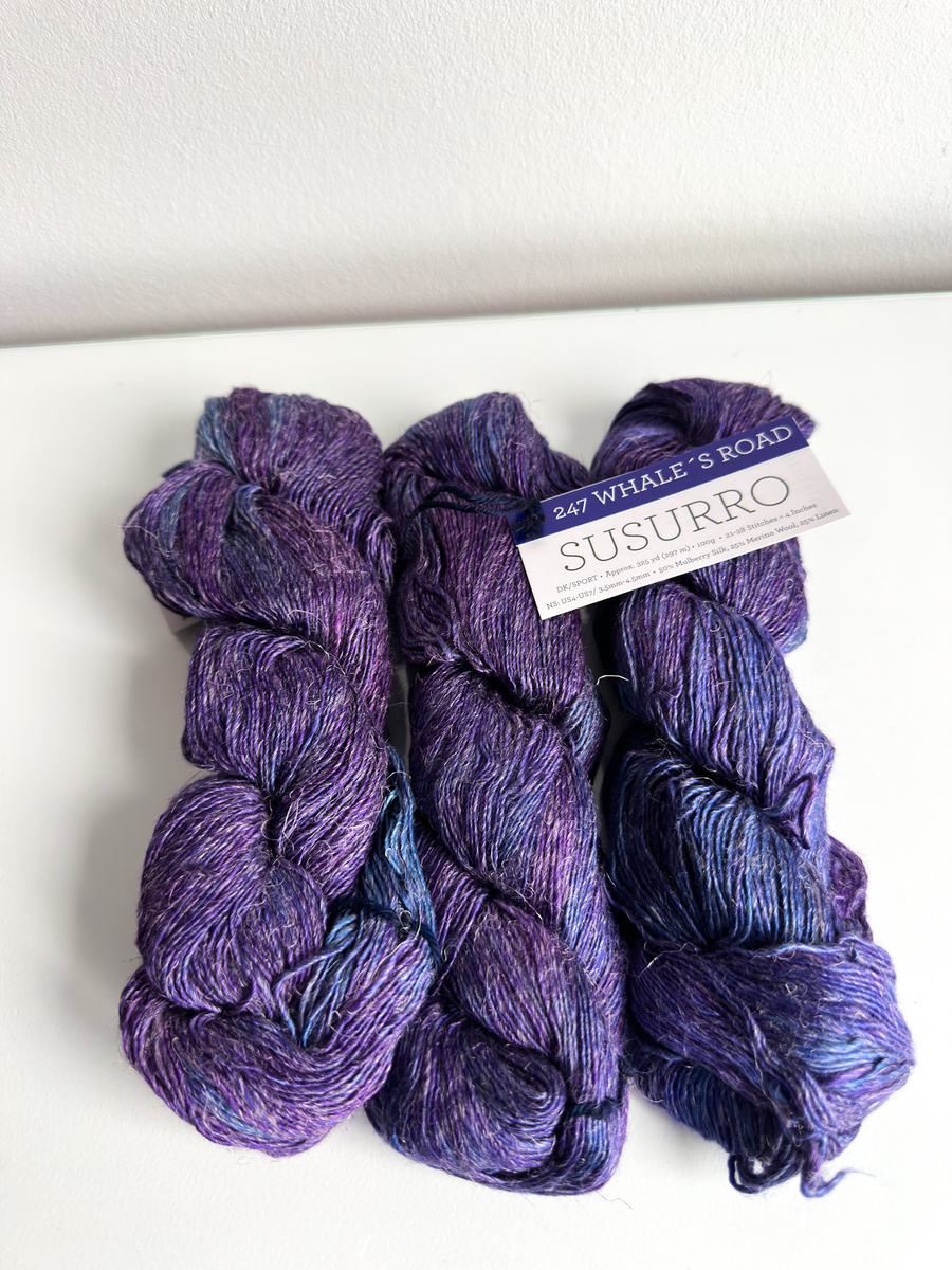 Ręcznie farbowana włóczka Malabrigo SUSURRO jedwab, len i merynos SUS247 WHALES ROAD