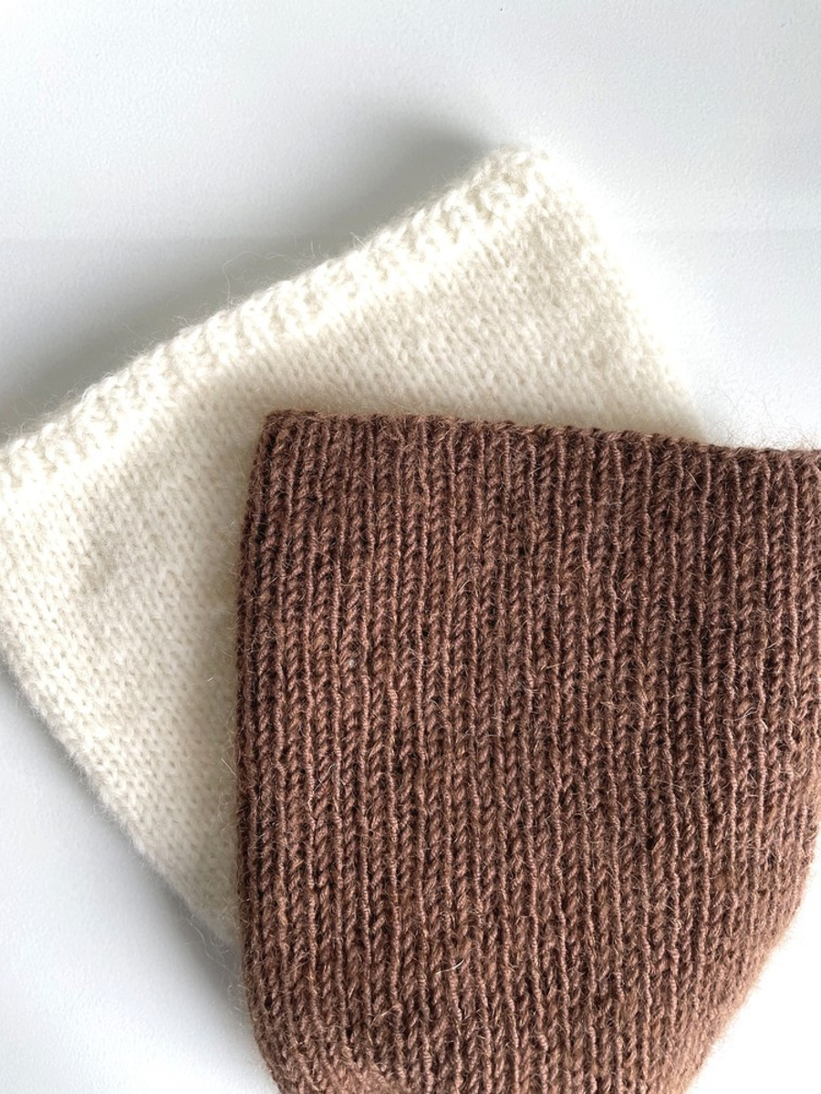 AUREA – ręcznie robiona czapka beanie baby merino + moher i jedwab damska 52/35 Czekolada mleczna