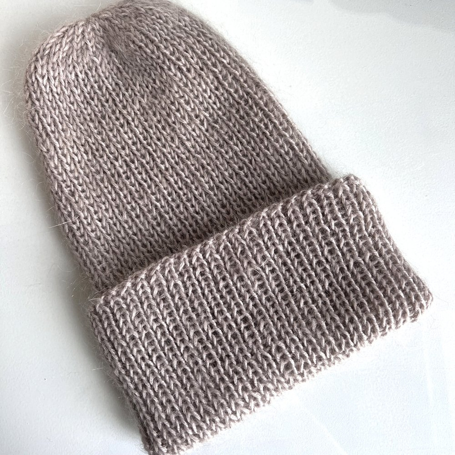 AUREA – ręcznie robiona czapka beanie wełniana merino z moherem damska/dziecięca 23/20 Jasny Beż