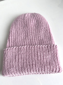 NANA – czapka beanie wywijana z wełny baby merino 54 Pudrowy Róż