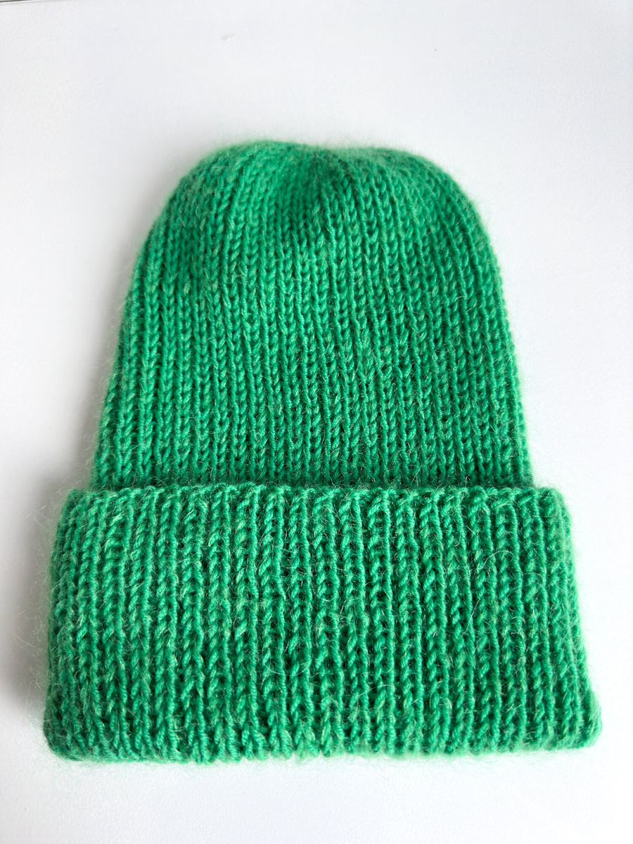 AUREA – ręcznie robiona ciepła czapka beanie merino + moher i jedwab dziecięca/damska 31/48 Jaskrawozielony