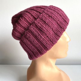 LAURIN – czapka z alpaki wywijana 100% alpaka 3770 ciemna fuksja
