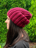 ASHER – gruba czapka zimowa damska z wełny 08 Rubinowy