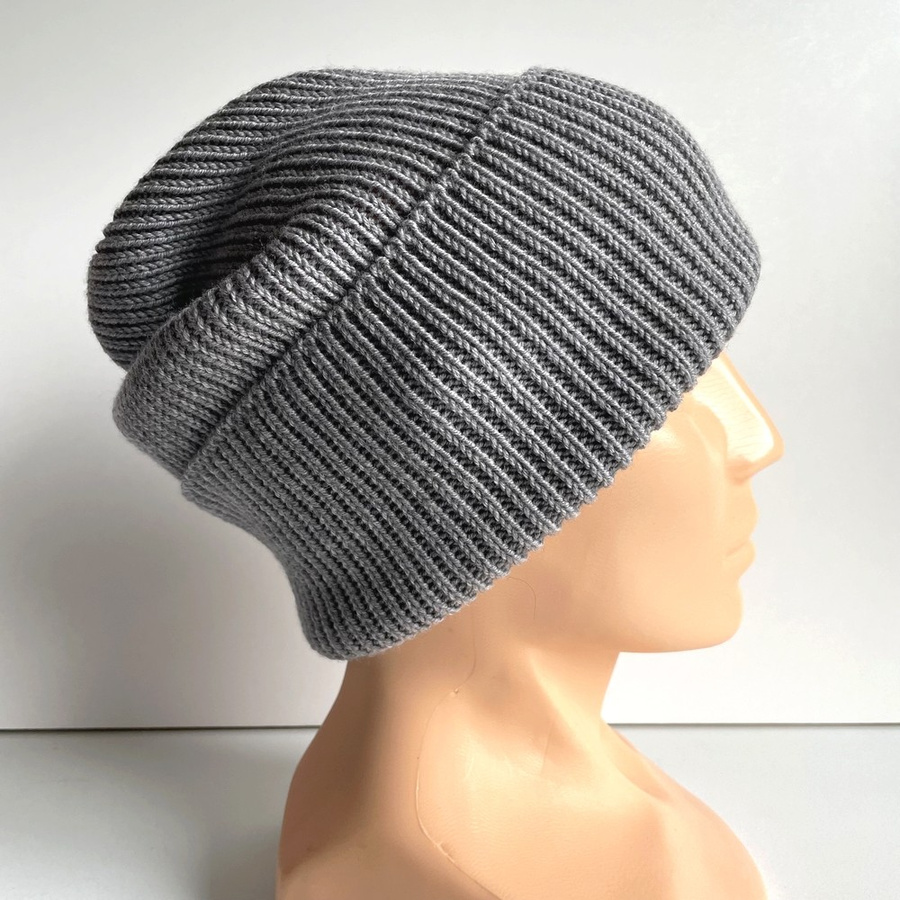 VARELLA Turn-Up Merino Wool Beanie 19 Grey 100% Baby Merino