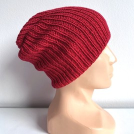 NANA – czapka merino beanie 100% Baby Merino 16 Czerwony jesienno-zimowa