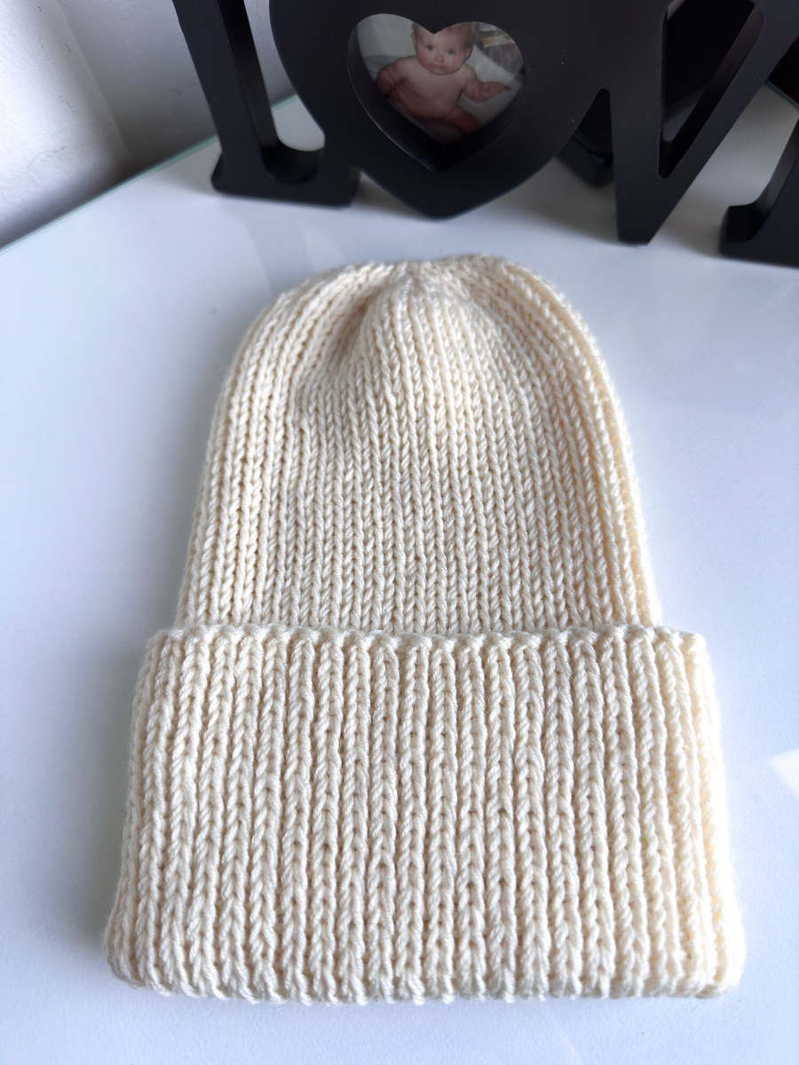 NANA – czapka wywijana baby merino 02 Ecru