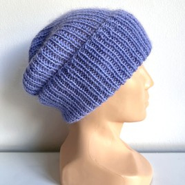 AUREA – czapka beanie handmade baby merino + moher i jedwab 25/11 Lawenda