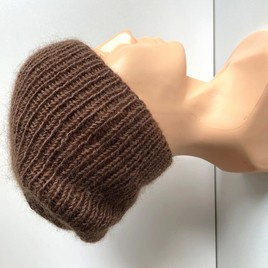 AUREA – ręcznie robiona czapka beanie baby merino + moher i jedwab damska 52/35 Czekolada mleczna
