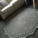Ręcznie robiony Dywan okrągły ze sznurka bawełnianego ŚLIMAK Z KORONKĄ