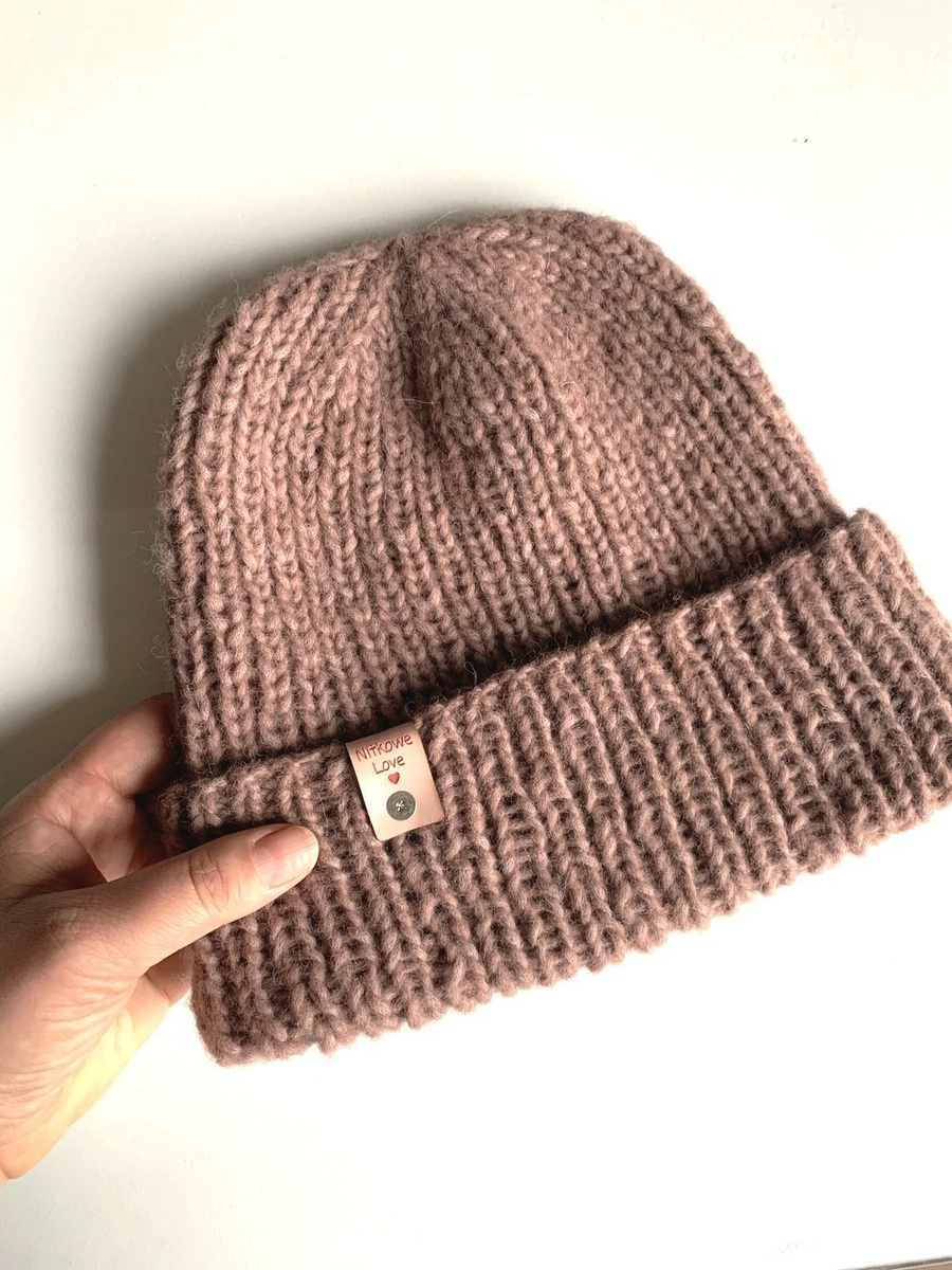 CHMURKA – czapka beanie z alpaki damska ręcznie robiona 29 fiołkowy