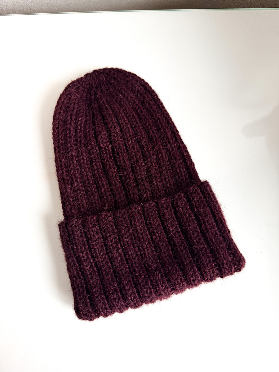LAURIN Turn-Up Beanie Alpaca Wool 9044 Ciemne Winogrona