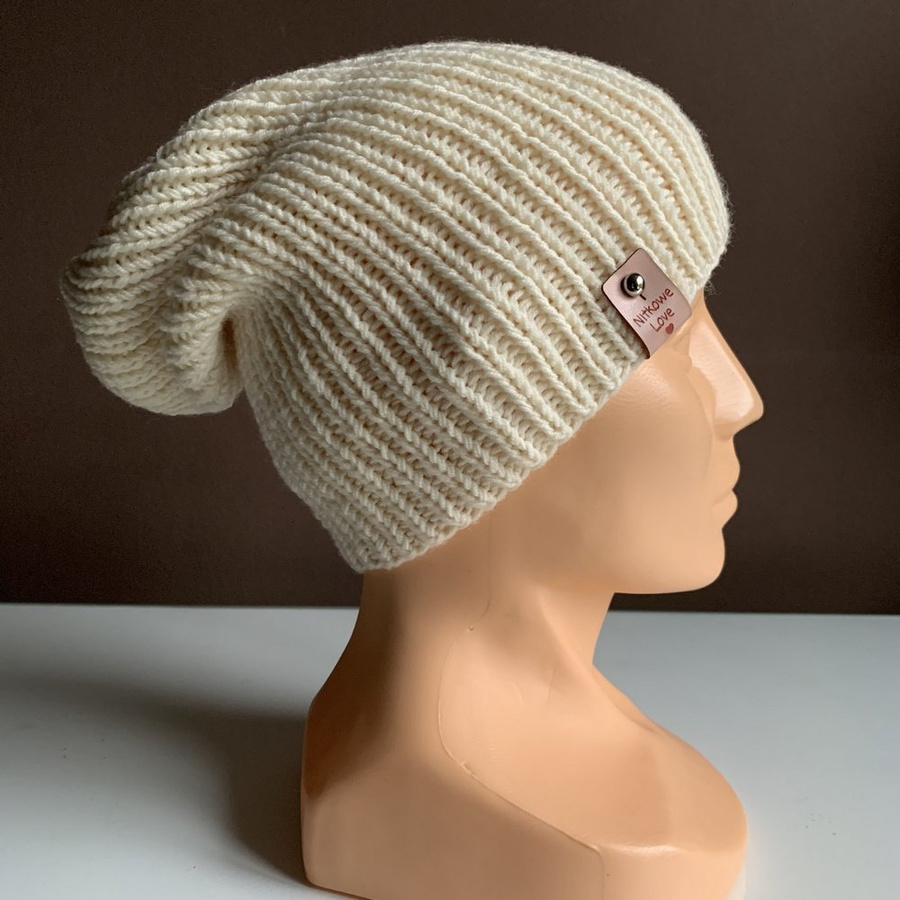 NANA – czapka beanie z wełny baby merino 02 Ecru