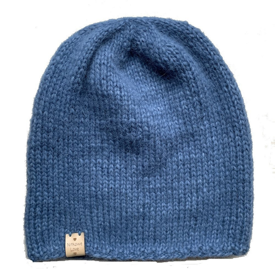 CHMURKA handgemachte Beanie-Mütze aus Alpaka 17 Jeans niebieski