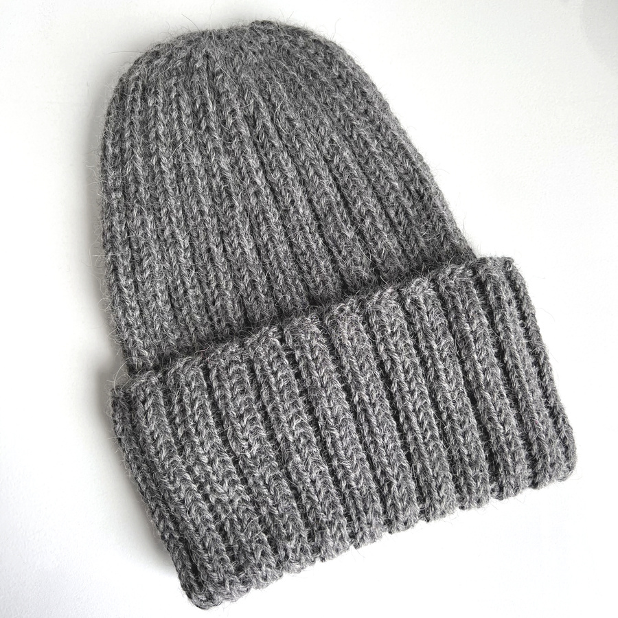 LAURIN Turn-Up Alpaca Beanie 517 Medium Grey