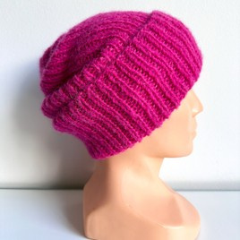 MORGANA – czapka damska wywijana alpaka + merynos 08/18 Fuksja