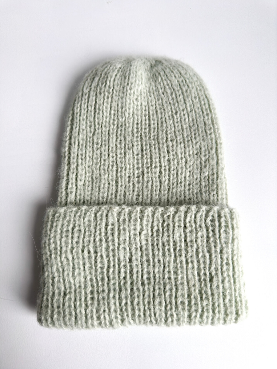 MORGANA – czapka damska alpaka + jedwab z wywinięciem 9030/33 Lody Pistacjowe