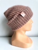 AUREA – ręcznie robiona ciepła czapka beanie baby merino + moher i jedwab damska/dziecięca 49/41 Pustynna Róża