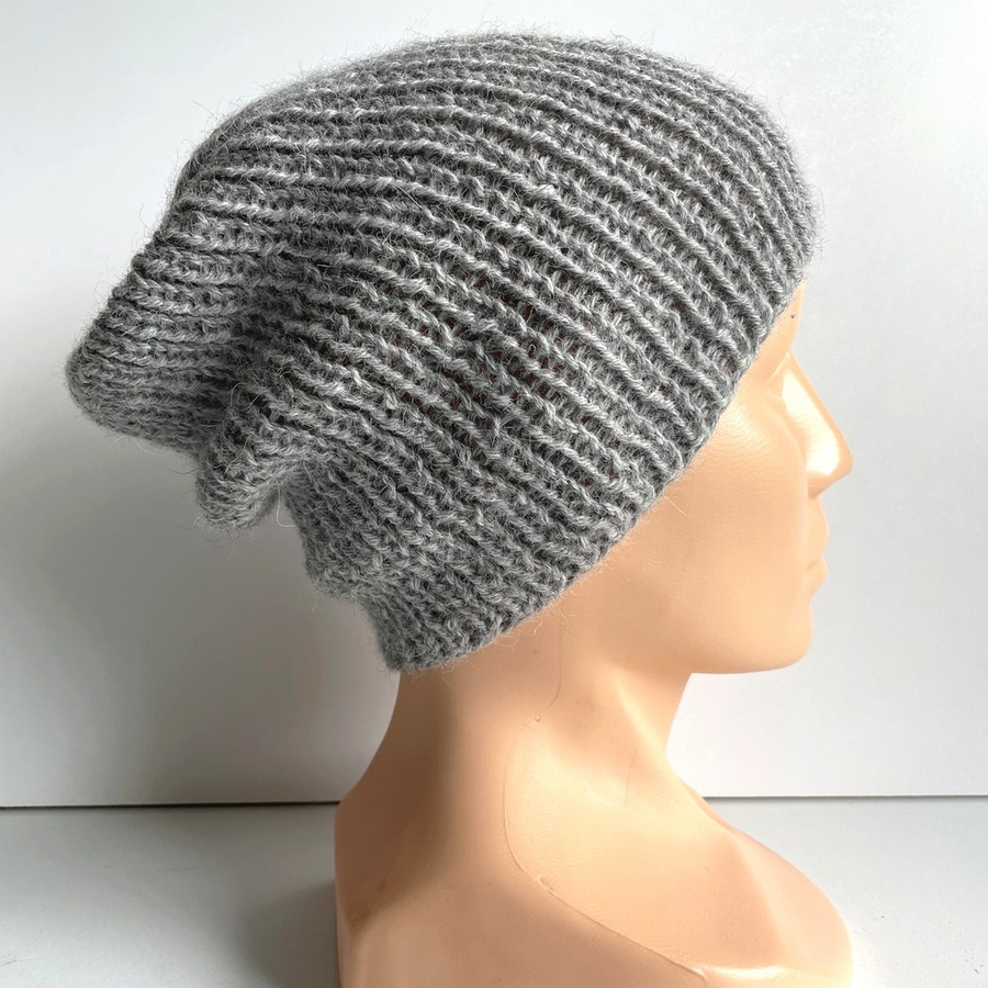 KIARA – czapka z alpaki 100% beanie 501 jasny szary damska zimowa