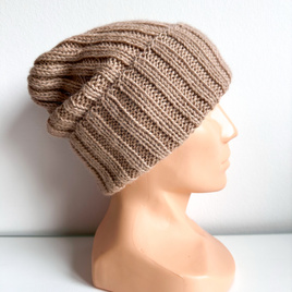 LAURIN – czapka z alpaki wywijana ręcznie robiona 100% Alpaka 302 Camel beżowy