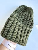 LAURIN Handmade Turn-Up Beanie 100% Alpaca 7895 Dark Green
