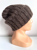 Ręcznie robiona czapka beanie MIRA 100% Merino plus moher i jedwab 13 dżins