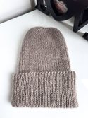 AUREA – czapka beanie handmade baby merino + moher i jedwab 57/12 Szaro-Brązowy