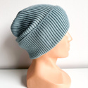VARELLA Beanie-Mütze mit Umschlag 100% Baby-Merinowolle 43 Jasny Morski