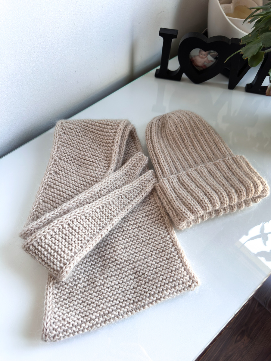 Wełniany szal 100% Merino plus moher i jedwab MIRA chusta Nitkowe Love 50/56 jasny beż