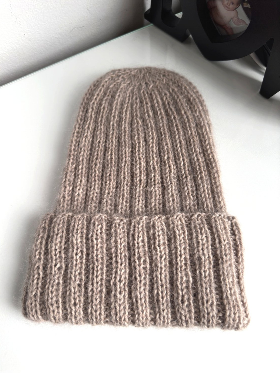 MARGARET Handmade Turn-Up Beanie Alpaca Mohair and Silk 2020/20 Jasny Nugat