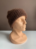 AUREA – czapka beanie handmade baby merino + moher i jedwab 52/35 Czekolada