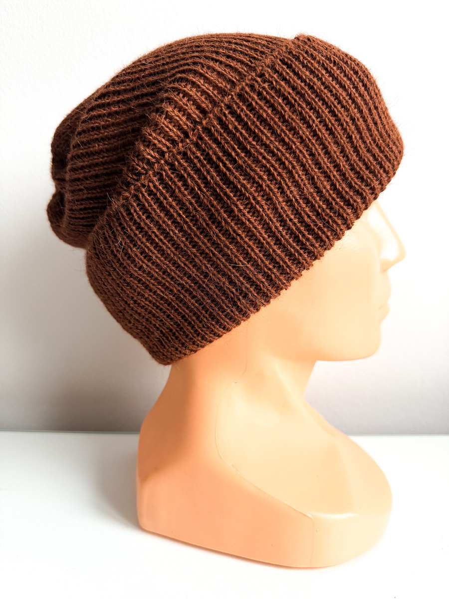 HELEN Turn-Up Beanie 100% Alpaca 9041 Copper Brown