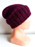 MARGARET Handmade Beanie Alpaca Mohair and Silk 9045 Rubinowy