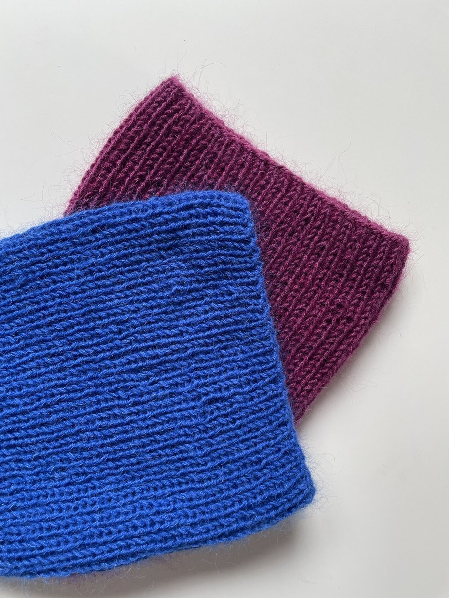 Handmade women's hat AUREA 100% baby merino plus mohair and silk 33/21 Bright Blue
