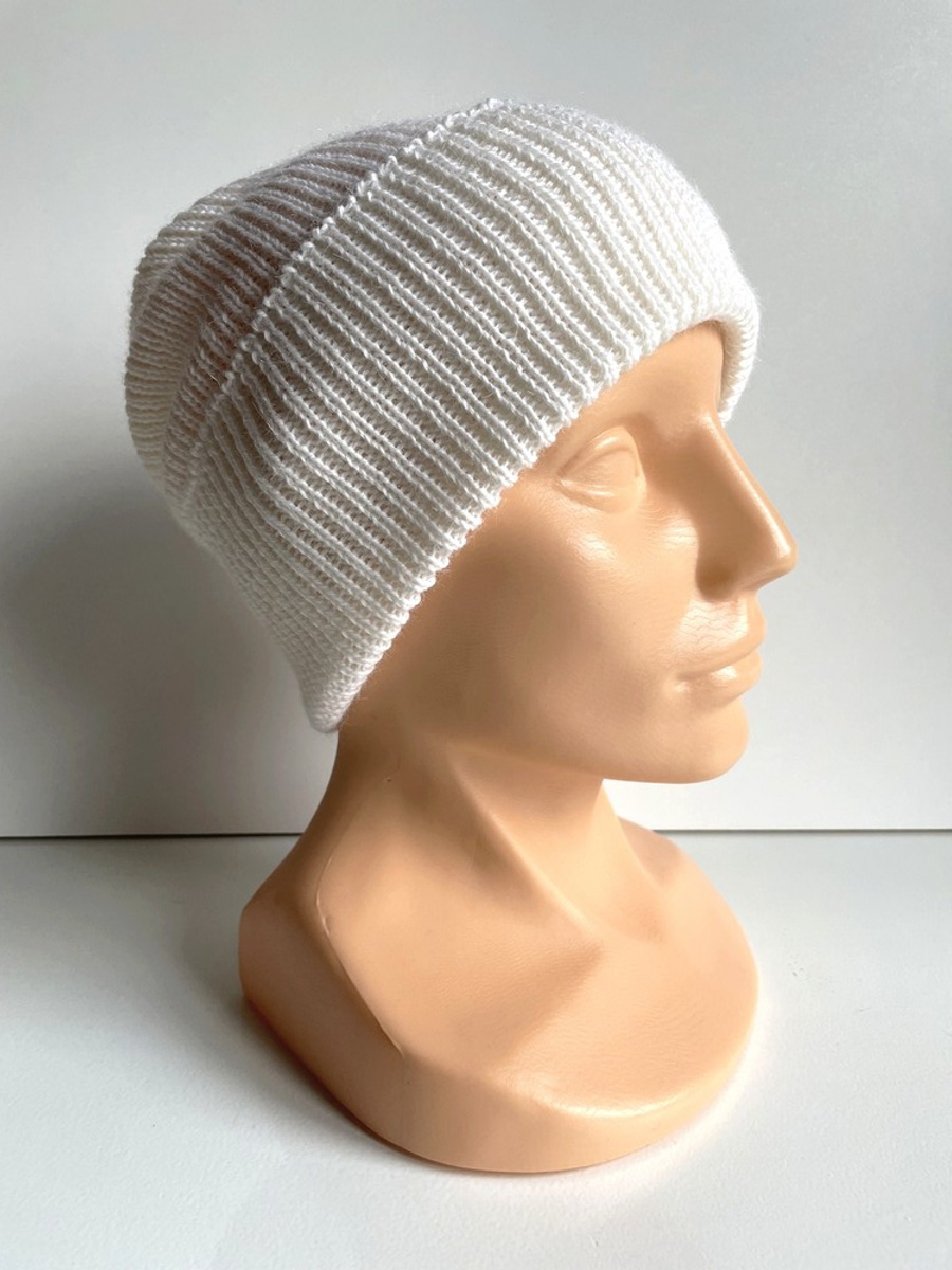 HELEN Turn-Up Beanie 100% Alpaca 101 White