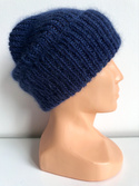 AUREA – czapka beanie handmade baby merino + moher i jedwab 13/28 Granatowy