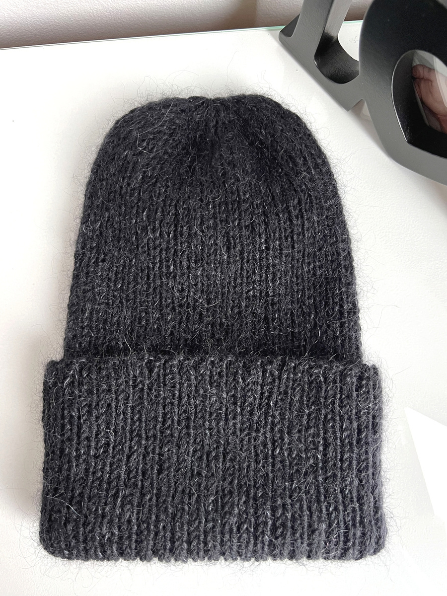 AUREA – ręcznie robiona ciepła czapka beanie baby merino + moher i jedwab dziecięca/damska 21/02 Czarny