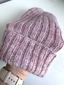 Ręcznie robiona czapka beanie AUREA 100% Ręcznie farbowana Baby Merino plus moher i jedwab Magnolie - edycja limitowana