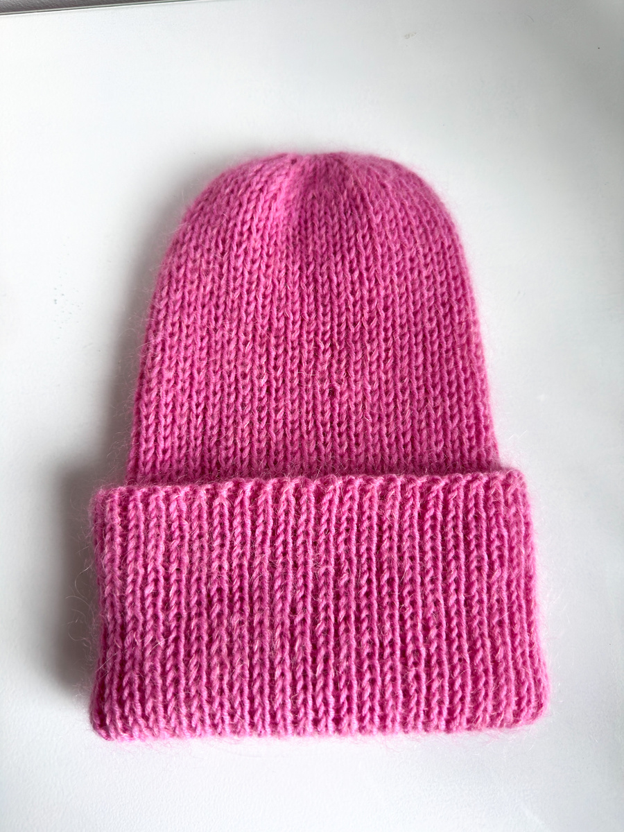 AUREA – ręcznie robiona czapka beanie baby merino + moher i jedwab damska dziecięca 07/62 Lody truskawkowe