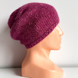 CHMURKA – czapka z alpaki damska ręcznie robiona 14 Wrzos różowy