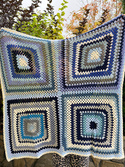 Ręcznie robiony Koc baby merino dla dziecka 100x100 cm - niebieski kocyk dziecięcy