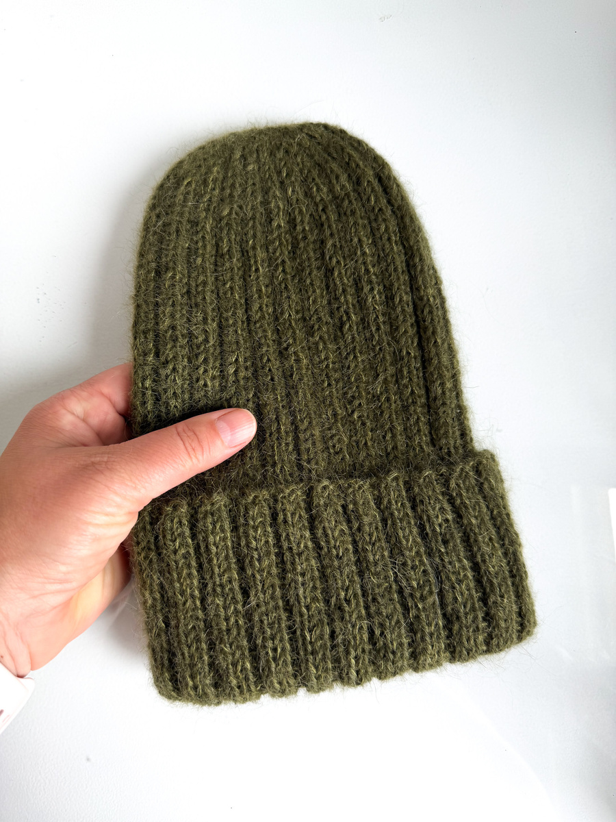 MARGARET Handmade Beanie Alpaca Mohair and Silk 7895 Dark Green