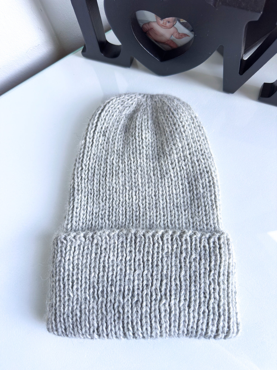 KIARA – czapka wywijana z alpaki 100% 9020 perłowo szary jasny