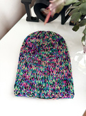 Czarna tęcza – czapka smerfetka merino 21 Czarny multicolor, zimowa, handmade