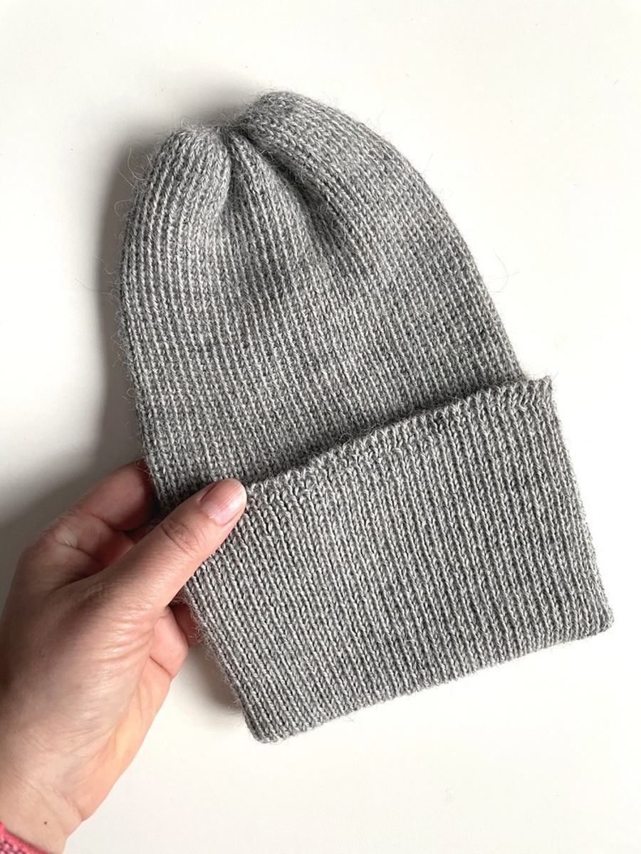 HELEN – czapka wywijana z 100% alpaki 501 jasny szary