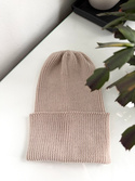 VARELLA Beanie-Mütze mit Umschlag 100% Baby-Merinowolle 63 Sandfarben