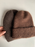 AUREA – czapka beanie handmade baby merino + moher i jedwab 52/35 Czekolada