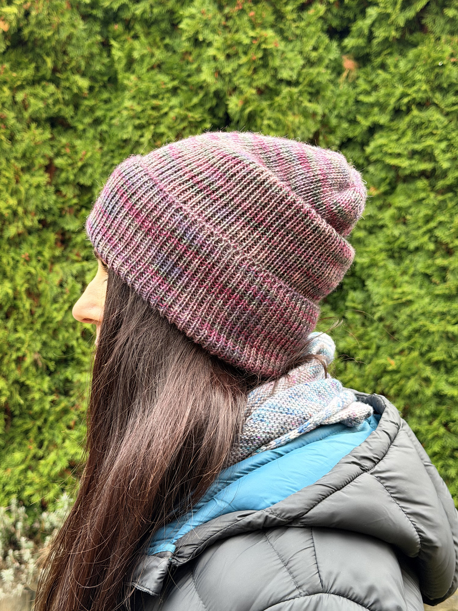 HELEN – czapka z 100% alpaki wywijana 073 fioletowy