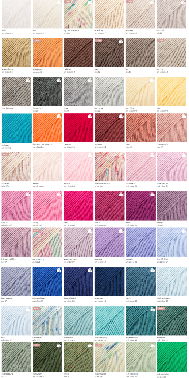 Ręcznie robiony KOMIN HELLI 100% Baby Merino - WYBIERZ KOLOR